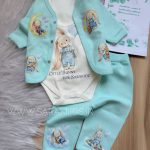 سه تکه دو رنگ نخ پنبه طرح خرگوشی